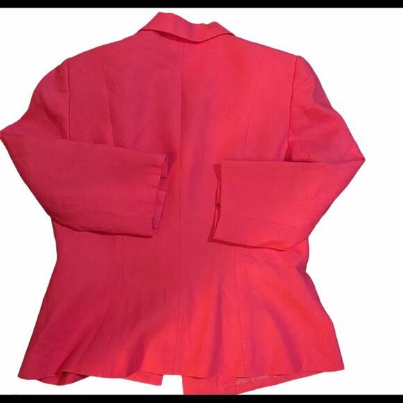 Y2K Pink Powersuit Office Dopamine Girly Minimalist Linen Blazer 12 Petite - Picture 2 of 7